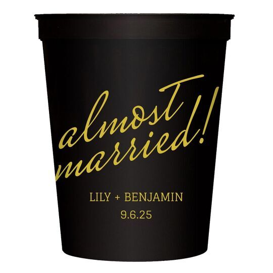 Expressive Script Almost Married Stadium Cups